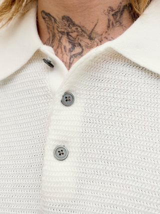 Ανδρική μπλούζα polo κοντομάνικη JPRBLURILEY KNIT POLO SS SN Jack & Jones 12292034 Cloud Dancer SS26