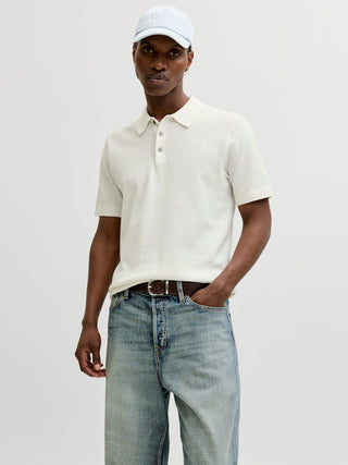 Ανδρική μπλούζα polo κοντομάνικη JPRBLURILEY KNIT POLO SS SN Jack & Jones 12292034 Cloud Dancer SS26