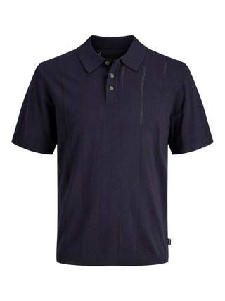 Ανδρική μπλούζα polo κοντομάνικη JPRBLAWILLIAM STRUCTURE KNIT POLO SS SN JACK&JONES 12291042 NIGHT SKY SS26