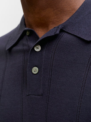 Ανδρική μπλούζα polo κοντομάνικη JPRBLAWILLIAM STRUCTURE KNIT POLO SS SN JACK&JONES 12291042 NIGHT SKY SS26