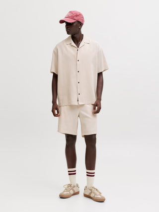Ανδρικό πουκάμισο κοντομάνικο JJGLOBAL WAFFLE RESORT SHIRT SS JACK&JONES 12295551 MOONBEAM SS26