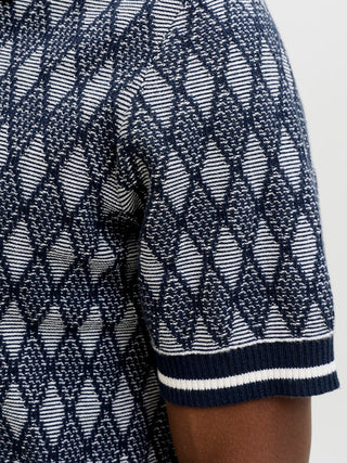 Ανδρική μπλούζα polo κοντομάνικη JPRBLUZACK STRUCTURE KNIT POLO SS LN Jack & Jones 12291179 Night Sky SS26