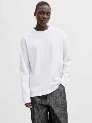 Ανδρική μακρυμάνικη μπλούζα JJEBARRON TEE LS O-NECK JACK&JONES 12304181 WHITE NOOS SS26