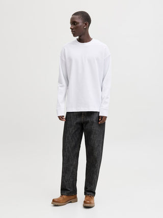 Ανδρική μακρυμάνικη μπλούζα JJEBARRON TEE LS O-NECK JACK&JONES 12304181 WHITE NOOS SS26