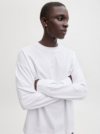 Ανδρική μακρυμάνικη μπλούζα JJEBARRON TEE LS O-NECK JACK&JONES 12304181 WHITE NOOS SS26