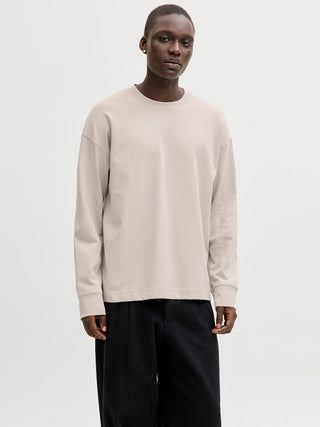 Ανδρική μακρυμάνικη μπλούζα JJEBARRON TEE LS O-NECK JACK&JONES 12304181 MOONBEAM NOOS SS26