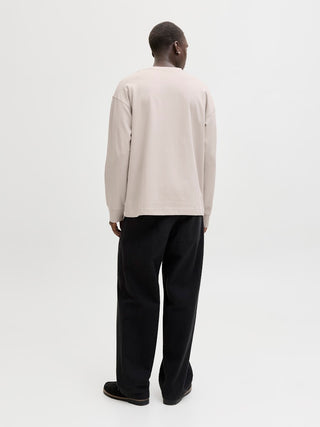 Ανδρική μακρυμάνικη μπλούζα JJEBARRON TEE LS O-NECK JACK&JONES 12304181 MOONBEAM NOOS SS26