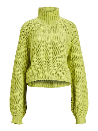 Γυναικεία πλεκτή μπλούζα JXKELVY CHUNKY HIGH NECK KNIT JJXX JACK & JONES 12213689 Limeade NOOS W 23/24