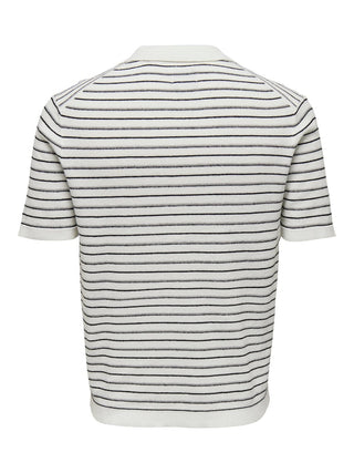 Ανδρική μπλούζα polo πλεκτή ONSWING LIFE STRIPE RESORT POLO KNIT ONLY & SONS 22025668 Antique White S23