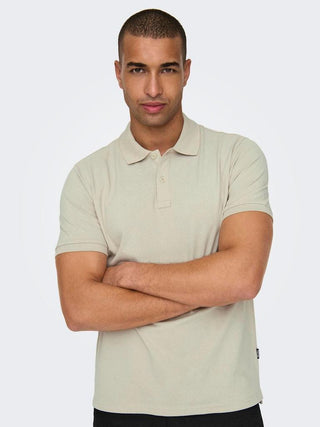 Ανδρική μπλούζα polo κοντομάνικη Slim Fit 100% Organic Cotton ONSTRAY SLIM SS POLO ONLY & SONS 22029044 Silver Lining S 24