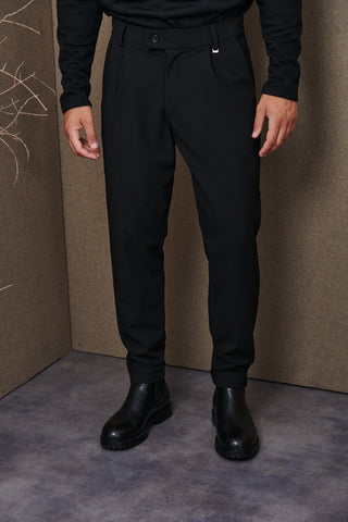 Ανδρικό παντελόνι με γυρισμένα ρεβέρ P/COC P-1750 BLACK W 23/24