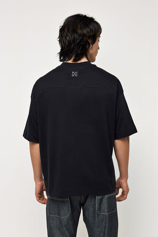 Ανδρικό t-shirt Boxy Fit 100%COTTON P/COC P-1895 ΜΑΥΡΟ S 24