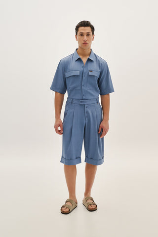 Ανδρικό πουκάμισο κοντομάνικο P-COC P-2003 INDIGO SS25