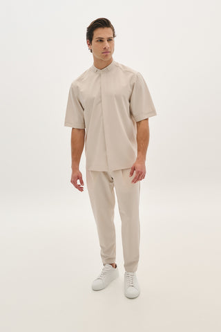 Ανδρικό πουκάμισο κοντομάνικο P-COC P-2013 BEIGE SS25