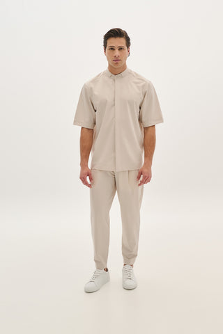 Ανδρικό πουκάμισο κοντομάνικο P-COC P-2013 BEIGE SS25