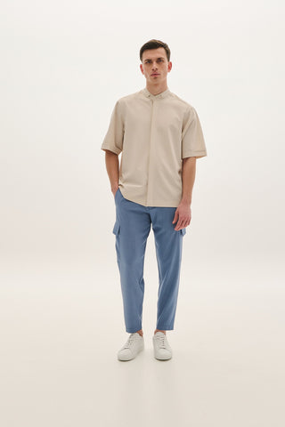 Ανδρικό πουκάμισο κοντομάνικο P-COC P-2013 BEIGE SS25