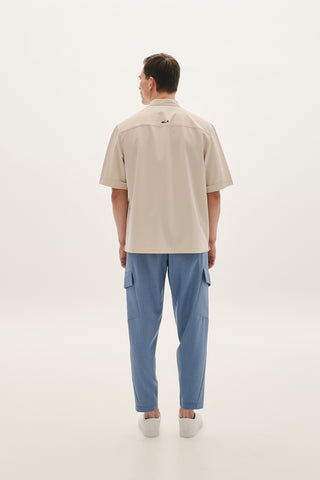 Ανδρικό πουκάμισο κοντομάνικο P-COC P-2013 BEIGE SS25