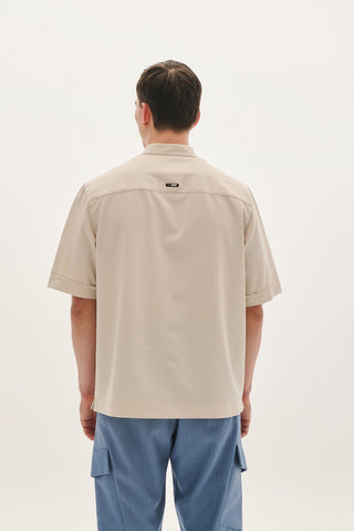 Ανδρικό πουκάμισο κοντομάνικο P-COC P-2013 BEIGE SS25