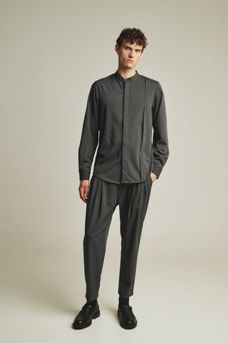 Ανδρικό παντελόνι με πιέτες και λάστιχο πίσω P/COC P-2106 GREY W25/26