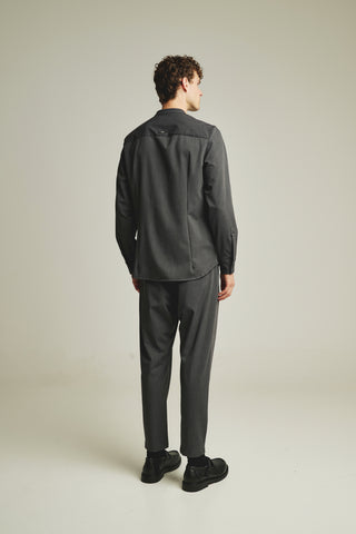 Ανδρικό παντελόνι με πιέτες και λάστιχο πίσω P/COC P-2106 GREY W25/26