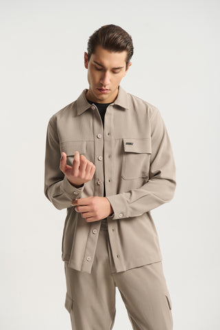 Ανδρικό πουκάμισο Overshirt P/COC P-2117 BEIGE W25/26