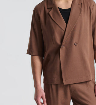 Ανδρικό σακάκι με κοντό μανίκι P/COC P-2251 BROWN SS26