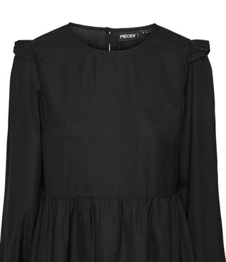 Γυναικείο φόρεμα PCSOLVEJ LS SHORT RUFFLE DRESS KAC PIECES 17135582 BLACK W25/26