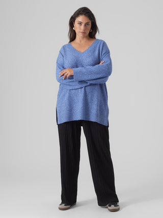 Γυναικεία μπλούζα πλεκτή VMCDOFFY LS LONG V-NECK PULLOVER BOO curve VERO MODA 10297266 Beaucoup Blue W 23/24