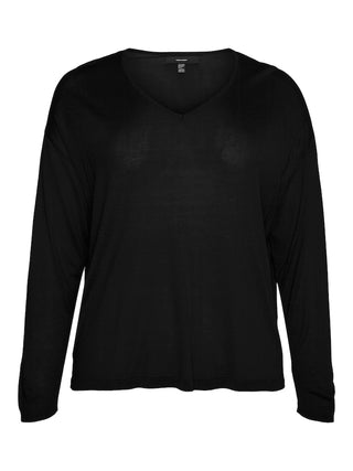 Γυναικεία μπλούζα πλεκτή VMCNOVA LS V-NECK PULLOVER GA curve VERO MODA 10303179 Black NOOS S 24