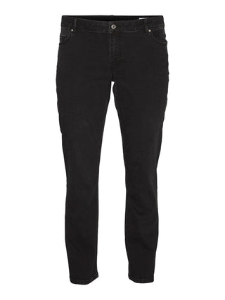 Γυναικείο τζιν Straight Fit 79% Cotton, 20% Polyester, 1% Elastane VMCJAKIE MR STRAIGHT JEANS curve VERO MODA 10311771 Black Denim W24/25