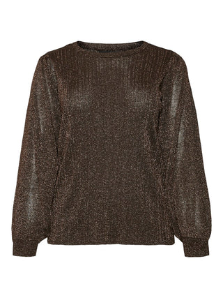 Γυναικεία μπλούζα πλεκτή VMCTALIA LS O-NECK PULLOVER curve VERO MODA 10319182 Chocolate Torte W24/25