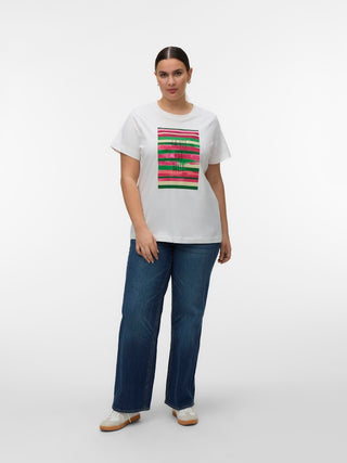 Γυναικείο t-shirt VMCVIVIAN METTE SS TOP BOX JRS CURVE Vero Moda 10340449 Snow White SS26