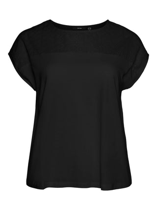 Γυναικείο top Wide Fit 100% Cotton VMCKAYA SS O-NECK TOP JRS curve VERO MODA 10307766 Black S 24