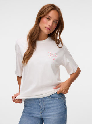 Γυναικείο t-shirt VMPAULINA THEA SS T-SHIRT JRS VERO MODA 10352517 SNOW WHITE NOOS SS26