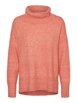 Γυναικεία πλεκτή μπλούζα VMDOFFY LS COWLNECK BLOUSE VERO MODA 10231324 Tangerine Tango NOOS W 23/24