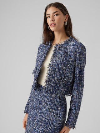 Γυναικείο σακάκι VMCHANTELLE LS SHORT TWEED BLAZER VERO MODA 10299447 Navy Blazer W 23/24