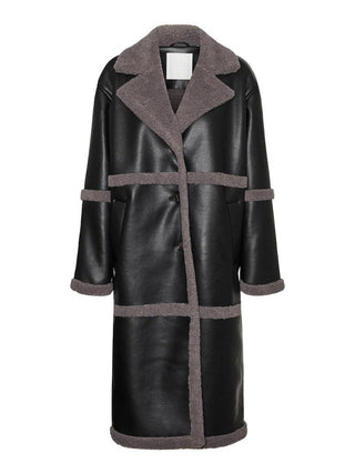 Γυναικείο παλτό δερματίνη VMMETHA COATED LONG COAT VERO MODA 10294305 Black W 23/24