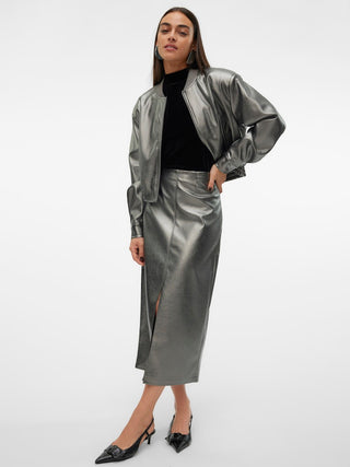 Γυναικεία φούστα VMCAMILLA COATED MIDI SKIRT VERO MODA 10319667 Gunmetal W24/25