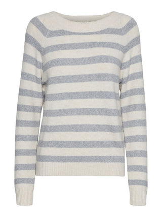 Γυναικεία πλεκτή μπλούζα VMDOFFY LS O-NECK BLOUSE GA VERO MODA 10201022 BIRCH/GREY NOOS W26/27