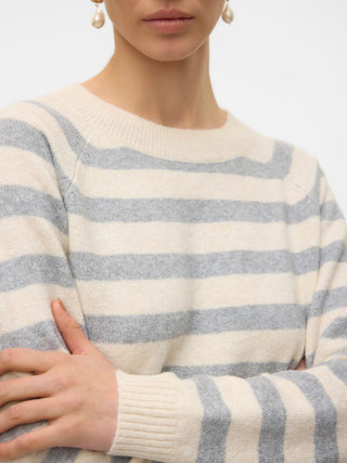 Γυναικεία πλεκτή μπλούζα VMDOFFY LS O-NECK BLOUSE GA VERO MODA 10201022 BIRCH/GREY NOOS W26/27