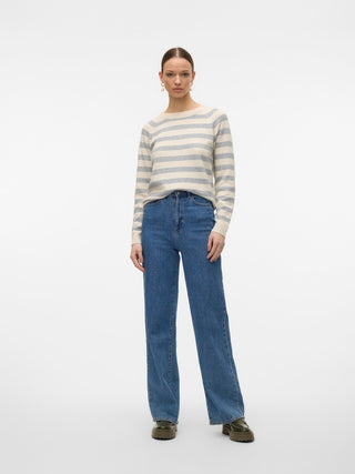 Γυναικεία πλεκτή μπλούζα VMDOFFY LS O-NECK BLOUSE GA VERO MODA 10201022 BIRCH/GREY NOOS W26/27