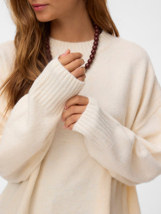Γυναικεία πλεκτή μπλούζα VMBOOM LS O-NECK PULLOVER GA VERO MODA 10320463 BIRCH NOOS W26/27