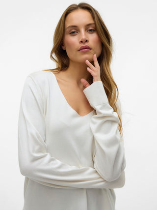 Γυναικεία πλεκτή μπλούζα VMSILJE LS V-NECK PULLOVER GA VERO MODA 10320451 BIRCH NOOS W26/27