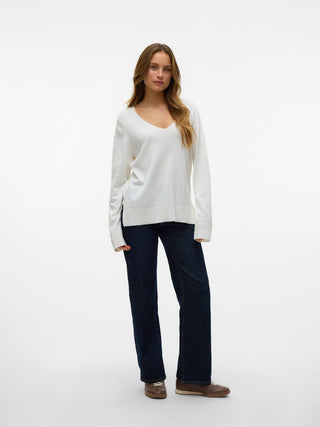 Γυναικεία πλεκτή μπλούζα VMSILJE LS V-NECK PULLOVER GA VERO MODA 10320451 BIRCH NOOS W26/27