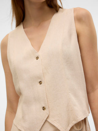 Γυναικείο γιλέκο VMMYMILO S/L WAISTCOAT WVN GA Vero Moda 10321606 Oatmeal SS25