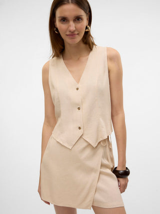 Γυναικείο γιλέκο VMMYMILO S/L WAISTCOAT WVN GA Vero Moda 10321606 Oatmeal SS25