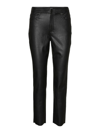 Γυναικείο παντελόνι δερματίνη VMBRENDA HR STRAIGHT PL ANK PANTS VERO MODA 10326695 Black W24/25