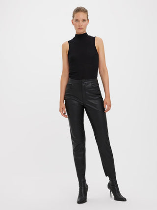 Γυναικείο παντελόνι δερματίνη VMBRENDA HR STRAIGHT PL ANK PANTS VERO MODA 10326695 Black W24/25