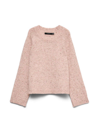 Γυναικεία πλεκτή μπλούζα VMINGRID LS O-NECK PULLOVER VERO MODA 10331365 PINK DOGWOOD W26/27