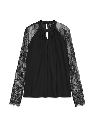 Γυναικείο top VMMILLA LS LACE TOP JRS Vero Moda 10334620 Black NOOS W25/26